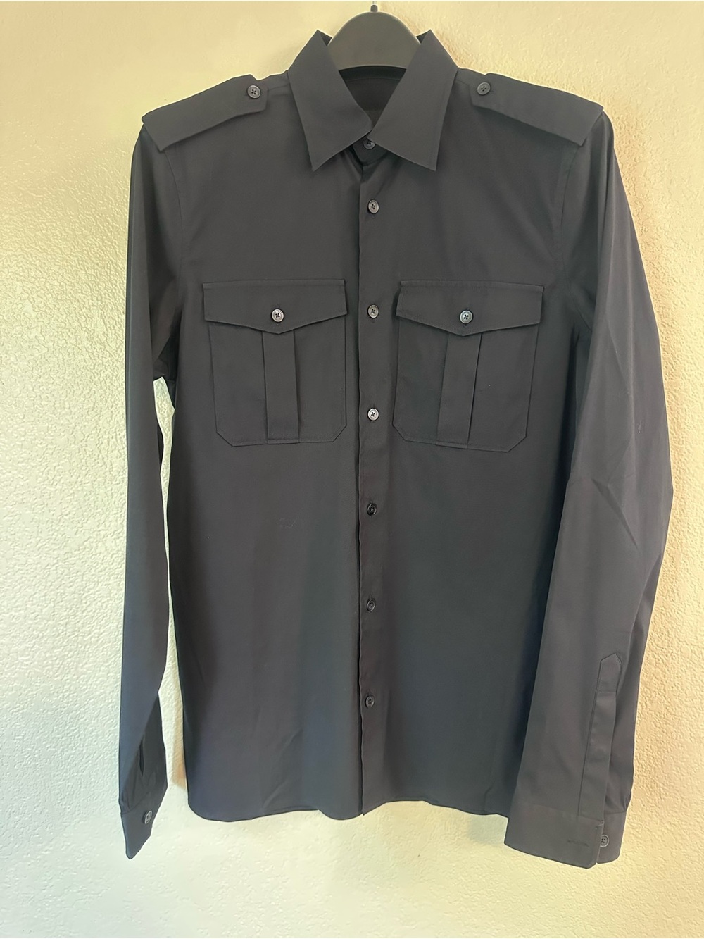 Burberry Prorsum Men's Navy Military-Style Button-Down Shirt